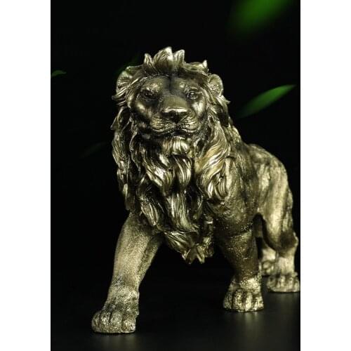 Simulation Lion Sculpture Resin Carved Lion Head Art Animal Statue TV Cabinet Dining Room Office Living Room Home Car Decoration