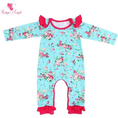 Kaiya Angel Hot Bulk Long Sleeve Romper Newborn baby christmas Floral Girl Boy Cotton Winter Jumpsuit Infant Clothing