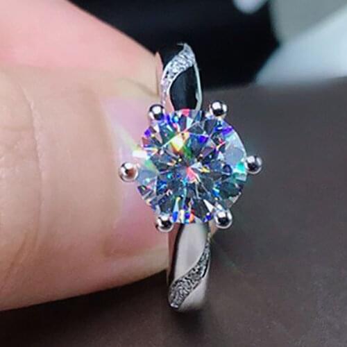 10K Au417 White Gold Women Wedding Party Engagement Ring 1 2 3 4 5 Carat Round Moissanite Diamond Ring Crown Trendy Classic Gift