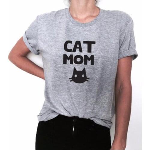 Cat Mom Letter Print T Shirt Women Short Sleeve O Neck Loose Tshirt Summer Women Tee Shirt Tops Clothes Camisetas Mujer