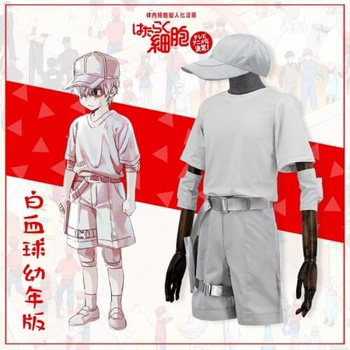 Cells At Work Hataraku Saibou Cosplay Costume Leukocyte Anime Cosplay Men Costume Uniform White Blood Cell