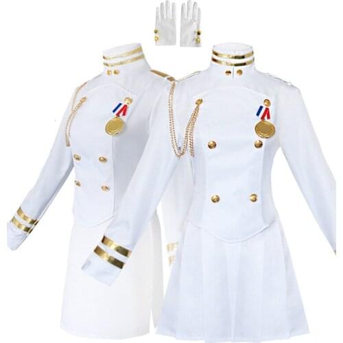 Game Azur Lane White Ship Uniform Cosplay Costume Women Dress Atago Takao Coat +Skirt+Gloves+Socks+Headgear Costumes