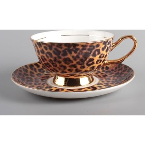 Creative Leopard Print Coffee Cup & Saucer Set Quality Hand-painted Phnom Penh Tea cup Ceramic Drinkware Pastoral Flowers Cups