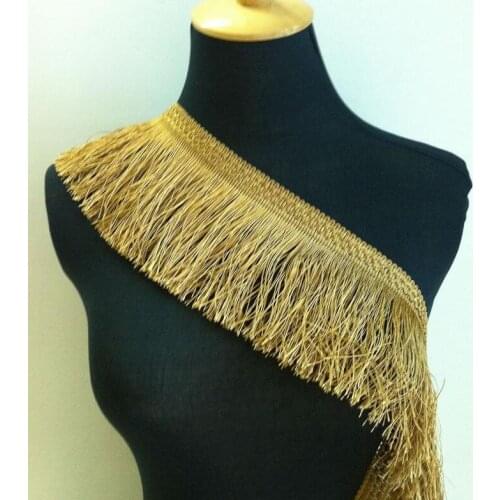 3 Meters/lot 11cm Gold Tassel Lace Fabric For DIY Sewing Craft Evening Dress Childrens Clothing Accesory Fringe Lace Trims