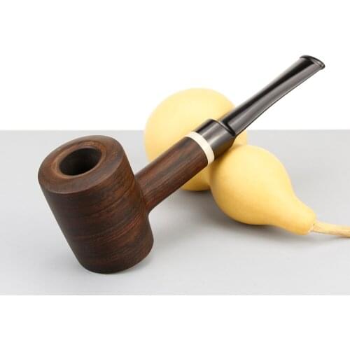 High Quality Ebony Wood Pipe Handmade Straight Smoking Pipe 9mm Tobacco Pipe Hammer Design Smoke Pipe Tool