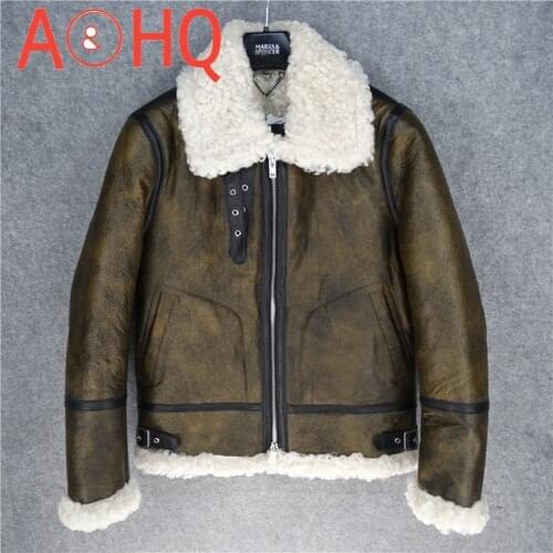 Cowhide Genuine Leather Jacket Men Clothing Shearling Coat Winter Mens Jackets Thick Mens Clothes Ropa De Hombre LXR500