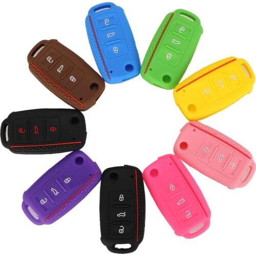 Kutery Silicone Rubber Car Key Cover Case For VW Bora Polo Golf Passat Key Shell Protecor 3Buttons Replacement