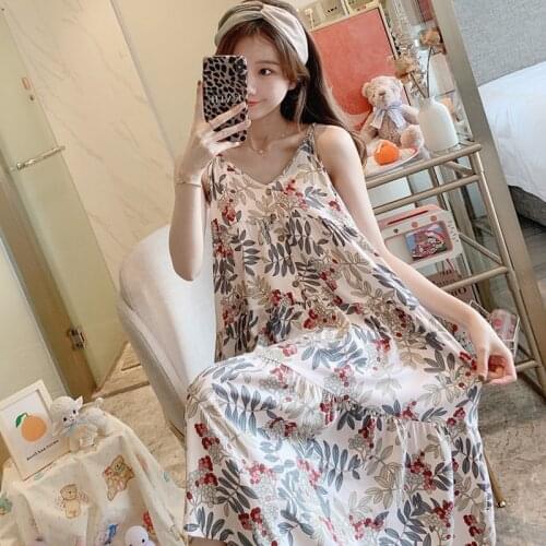Summer Cotton Sleepwear For Women Nightdress Ladies Nightgown Spaghetti Strap Sexy Nightwear Plus Size Girls Home Sleeping Dress