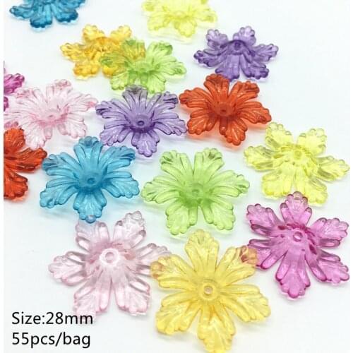 Meideheng 6 Petal Flowers Shape Beads Acrylic Transparent DIY Beads For Jewelry Making Handmade Crafts Accessories 28mm55pcs/bag