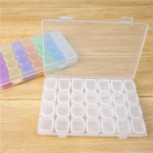 28 Slots Diamond Painting kits Plastic Storage Box Nail Art Rhinestone Tools Beads diy Storage Box Case Organizer Holder kit