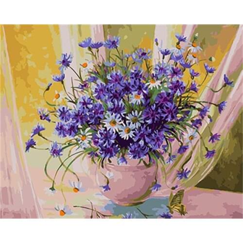 PAINTBOY Flower Framed Pictures DIY Painting By Numbers Acrylic Painting On Canvas Wall Art For Living Room Home Decor