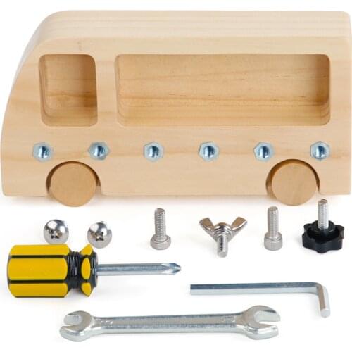 New Busy Board Montessori Toys Wooden Screw Driver Car Box Toys Basic Skill Practical Puzzle Educational Learning For Kids Gifts
