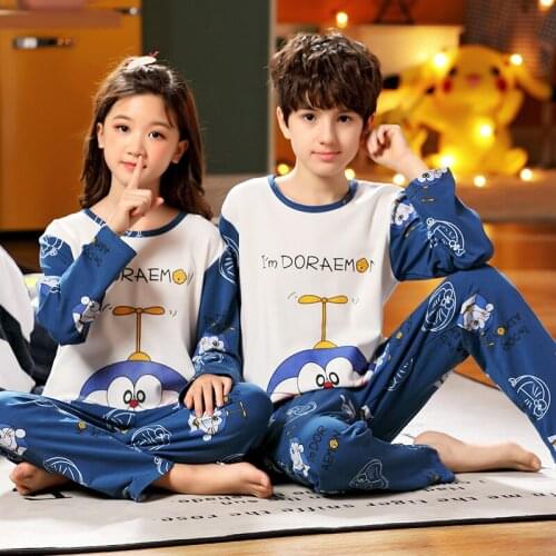 2021 New Autumn Children Pyjamas For Boys And Girls Pure Cotton Cartoon Kid Tracksuit Home Wear Travel Casual Style