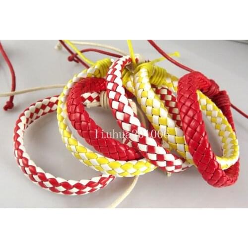 Wholesale 24 pcs Beautiful color Leather Bracelets Jewelry job lots Mix