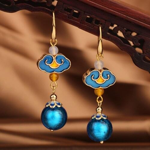 Original Vintage New Delicate Basket Long Drop Earrings, Nature Stones Earrings, Ethnic Earrings for Women 2020 Jewelry