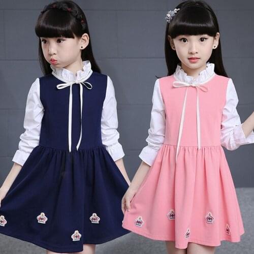 Girls Long Sleeve Princess Dress School Style 4 5 6 7 8 9 10 11 12 13 14 Teens Girl Wedding Party Boutique Children Dresses