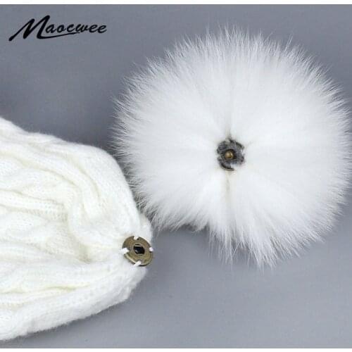 Real Fox Fur Pompom For Women Hats Fur Pom Poms for Hats Caps Big Natural Raccoon Fur Pompon Ball For Hats Winter Accessories