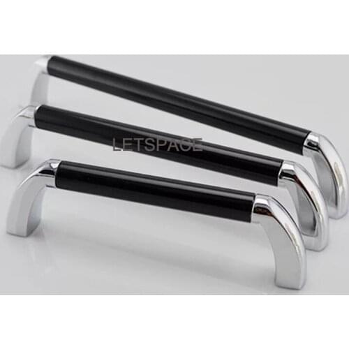 Free shipping Drawer handles Modern simple wardrobe door handles 2.5" Fashion dresser knobs Bright chrome TV cabinets pulls 96mm
