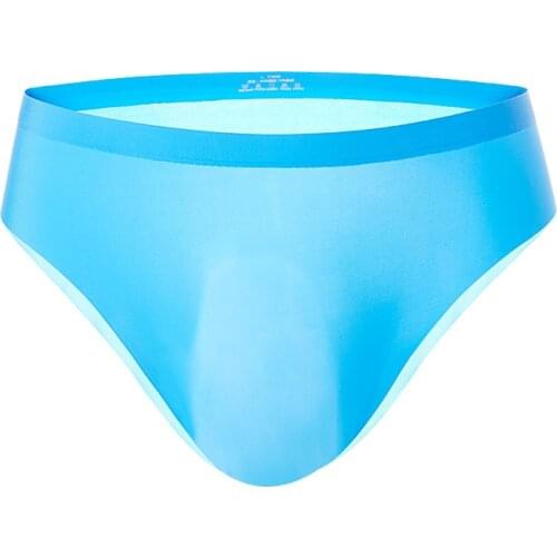 Sexy Underwear Mens Briefs Bikini Slip Thin Transparent Ice Silk Panties Man Solid Seamless Penis Pouch Underpants Male Shorts