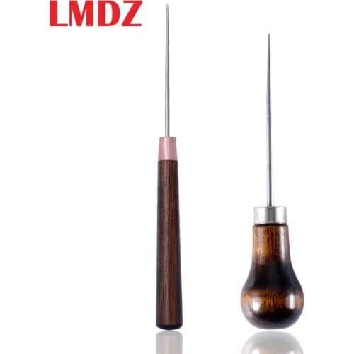LMDZ Wood Handle Awl Leather Punching Tools Leather Straight Awls Hole Puncher Drills for Leather Craft Awl Hand Stitching