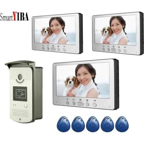 SmartYIBA 7"Home Video Intercom Door Phone Unlock System RFID Access Door Camera Doorbell Kits With Power Supply Control Option