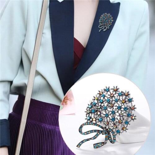 Rhinestone Large Flower Brooches For Women Autumn Winter Design Fashion Vintage Corsage Brooch High Quality New