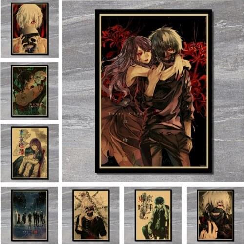 Tokyo Ghoul Animation Poster Retro Kraft Paper Painting Decor Bar Cafe Decorative Wall Stickers Poster