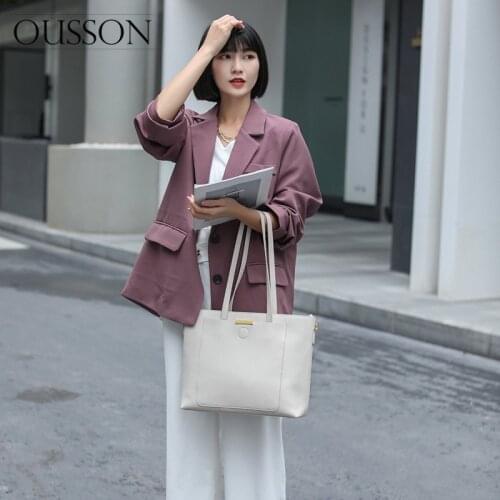 OUSSON Leisure Leather Large Capacity Shoulder Bag Fashion Messenger Bag Multifunctional Tote Bag For Women