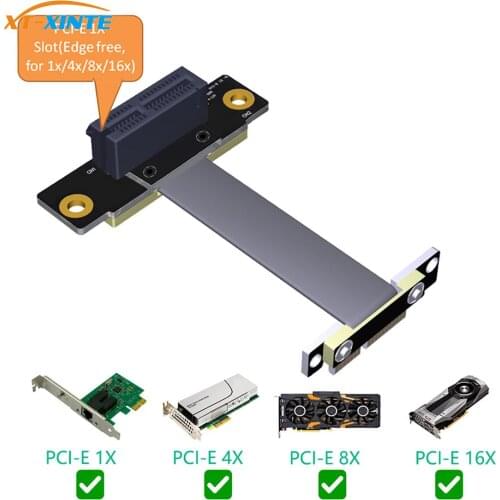XT-XINTE PCI-E PCI Express 36PIN 1X Extension Cable Gold-Plated Dual Vertical 90 Degrees for 1U 2U ATX/BTX Chassis PC