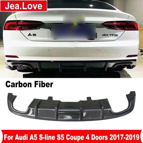Carbon Fiber Material Rear Spoiler Tail Lip Bumper Diffuser For Audi A5 S-line S5 Coupe 4 Doors 2017-2019 Car Modification