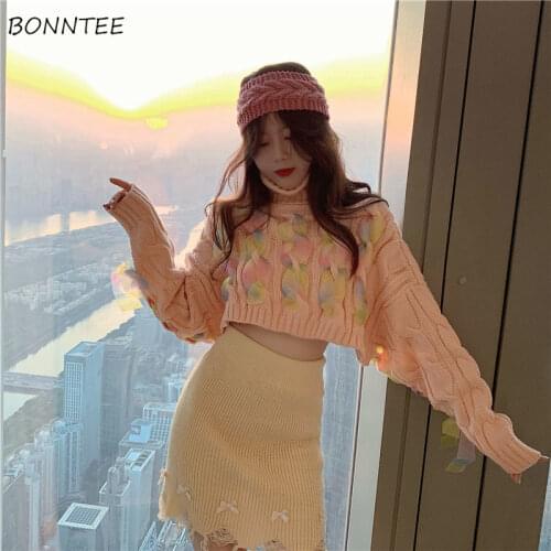 Sets Women 2 Piece Long Sleeve Turtleneck Bow Patchwork Short Knitting Sweaters Mini Skirts Leisure Stylish Streetwear Ulzzang