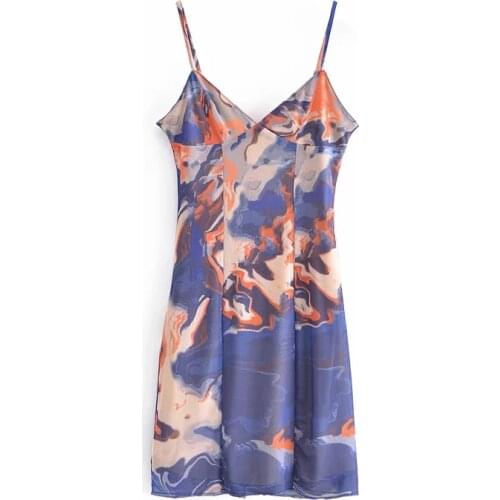 Za Women New Sexy Suspenders Low Chest Open Back V Neck Slim Gauze Short Dress Suspender Mini Skirt XITIMEAO