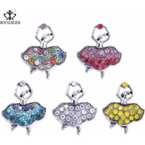 ROYALBEIER 1pc Mix Animal Rhinestone Crystal Metal Snap Button fit 18/20mm DIY Snap Accessories For Women Jewelry KM0112