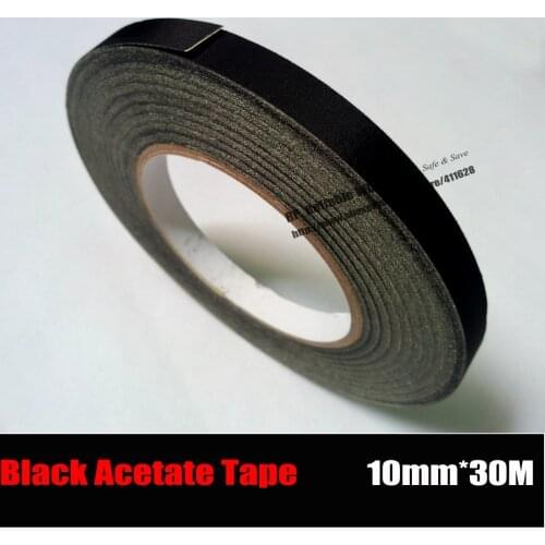 10mm*30 Meters) High Temperature Resist, Black Adhesive Insulate Acetate Cloth Tape for Laptop Phone LCD Cable Wrap Insulation