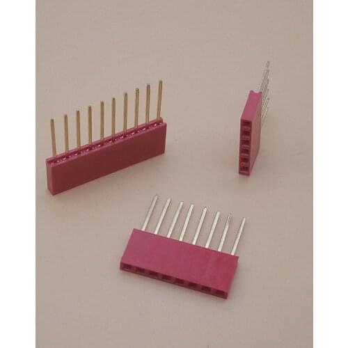 100Pcs 2.54mm Red Single Row Female Long pins 11mm Breakaway PCB Board Pin Header socket Connector 1*6/8/10Pin For Arduino