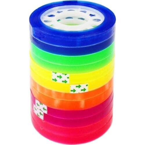 12 Pcs Clear Colorful Transparent Adhesive Tape Rainbow Colored Tape Refills for Dispenser for Art Labeling DIY Durable