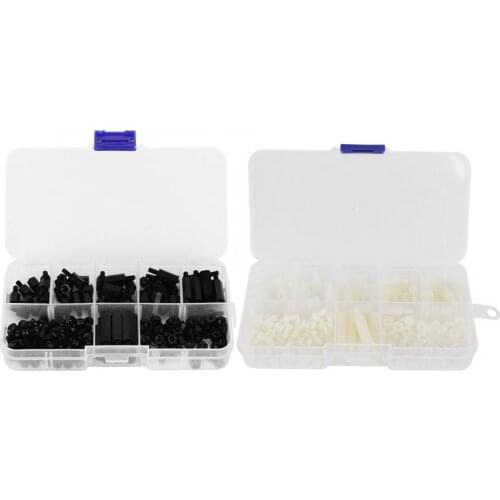140Pcs M2.5 Nylon Screw Nut Female-Male Standoff Combination Assortment Kit Cylinder Head Cross Screw Hex Nut Spacer Column Set