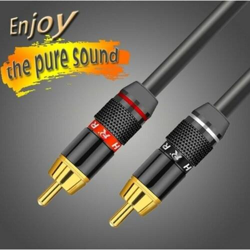 2Pcs/1Pair Gold Plated RCA Connector Male Plug Video/Audio Connector 6mm Cable