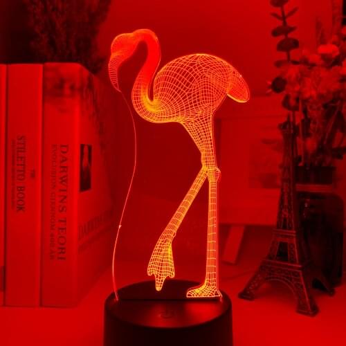 3D USB Illusion Acrylic NightLamp Flamingo Color Changing Touch Sensor Nightlight for Bedroom Decor Child Baby LED NightLight