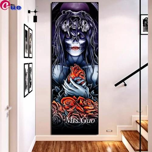 5D DIY Art full drill Skeleton woman rose diamond Paintings Home Decor cross stitches Mosaic Hallowmas Diamond Embroidery large