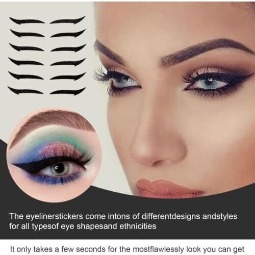 6 Pairs 12 Sequined Eyeliner Stickers Fashion Color Matching Double Eyelid Eyeliner Stickers Lazy Fashion Delicate Eye Makeup