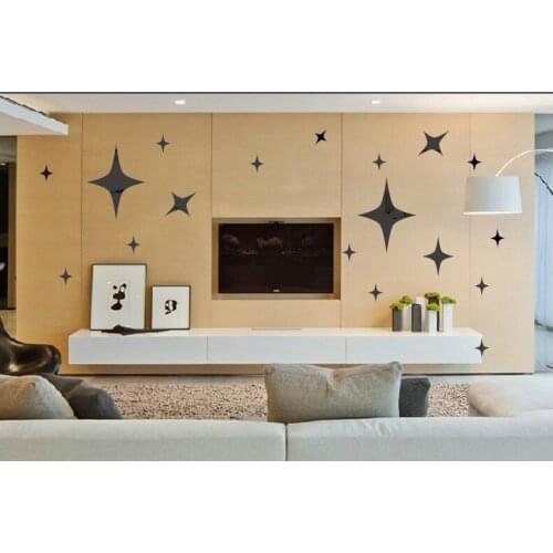 66 pcs Twinkle Stars Ceiling Decor DIY Mirror 3D Wall Stickers Home Decoration Self-adhensive Removable Ceiling Accessory