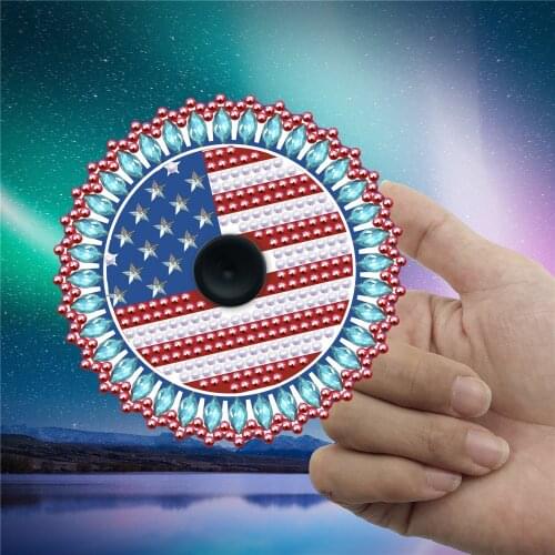 American Star Stripe Flag Fingertip Spinning Top DIY Diamond Painting Five-pointed star Decompression Toy for kids gift