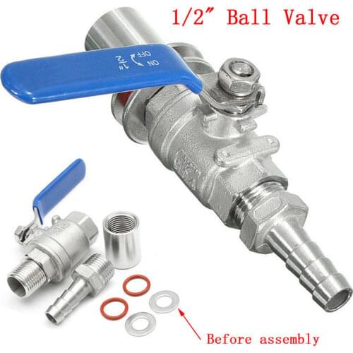 Free shipping 1/2" Stainless Steel Weldless Compact Ball Valve & Hose Barb-Homebrew Beer Kettle Pot
