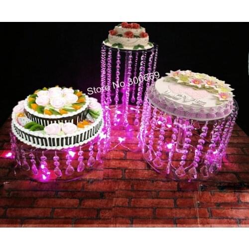 Free shipping fee Hanging Cake Rack Wedding Cake Stand Transparent Crystal Beads Acrylic Main Table Decoration cake holder