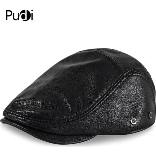 HL169 Genuine Leather Baseball Cap Hat Mens Winter Warm Brand 2021 New Cow Skin Leather Newsboy Caps Mens Hats