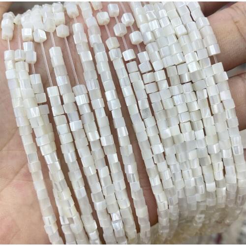 3x3mm Natural White Mother of Pearl Shell Beads Cubic Shape Sea Shell Beads For Jewelry Making Necklace Bracelet 15'' Strand
