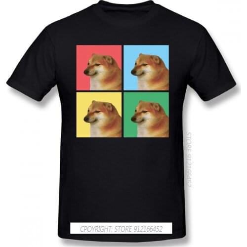 Cheems Doge Cover Printing Cotton T Shirt Vaporwave Aesthetic Visual Art Style Internet Meme Retro Graphic Men Summer Tops