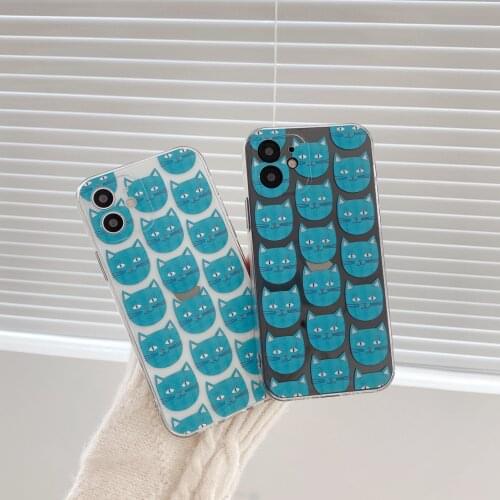 Retro kawaii kitten cat transparent Japanese Phone Case For iPhone 11 12 Pro Max Xr Xs Max 7 8 Plus X 7Plus case Cute Soft Cover