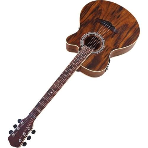 White color 41 inch electric acoustic guitar high gloss full size 6 string folk guitar with EQ tuner function with free gig bag